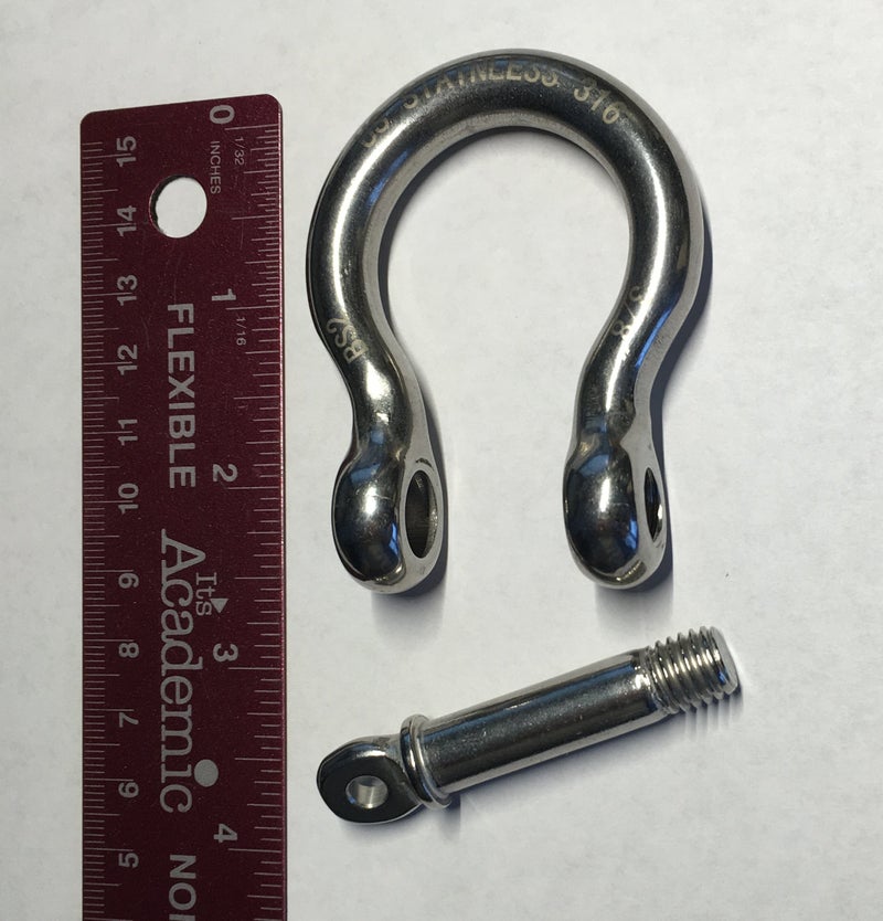 US STAINLESS 2 Pieces Stainless Steel 316 Forged Bow Shackle 3/8" (10mm) Marine Grade - Image 2